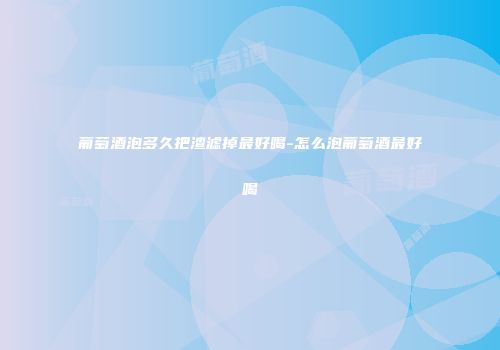葡萄酒泡多久把渣滤掉最好喝-怎么泡葡萄酒最好喝
