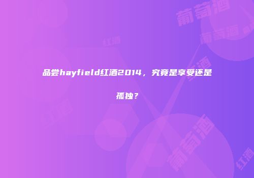 品尝hayfield红酒2014，究竟是享受还是孤独？