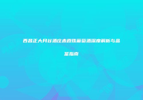 西昌正大月谷酒庄赤霞珠葡萄酒深度解析与品鉴指南