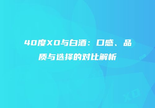 40度XO与白酒：口感、品质与选择的对比解析