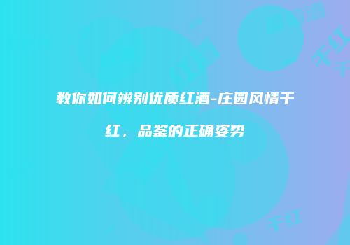 教你如何辨别优质红酒-庄园风情干红，品鉴的正确姿势
