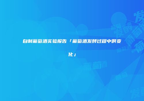 自制葡萄酒实验报告「葡萄酒发酵过程中啊变化」