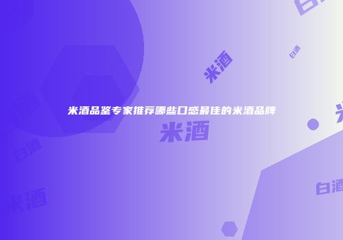 米酒品鉴专家推荐哪些口感最佳的米酒品牌
