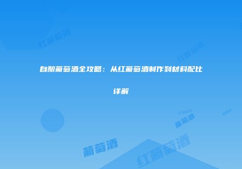 自酿葡萄酒全攻略：从红葡萄酒制作到材料配比详解