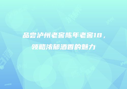 品尝泸州老窖陈年老窖18，领略浓郁酒香的魅力