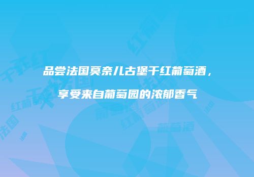 品尝法国莫奈儿古堡干红葡萄酒，享受来自葡萄园的浓郁香气