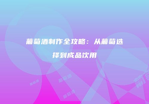 葡萄酒制作全攻略：从葡萄选择到成品饮用
