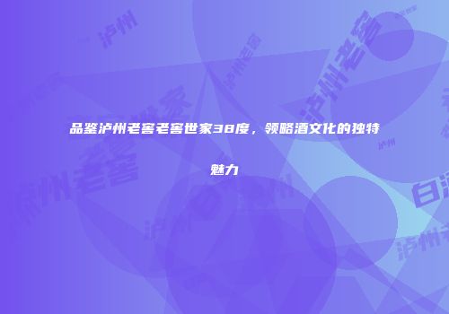 品鉴泸州老窖老窖世家38度，领略酒文化的独特魅力