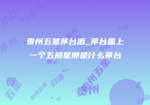 贵州五星茅台酒_茅台盖上一个五角星那是什么茅台