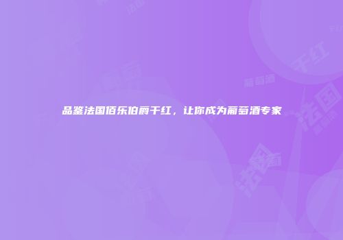 品鉴法国佰乐伯爵干红，让你成为葡萄酒专家