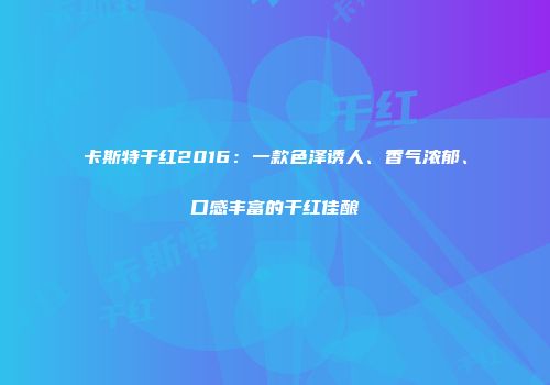 卡斯特干红2016：一款色泽诱人、香气浓郁、口感丰富的干红佳酿