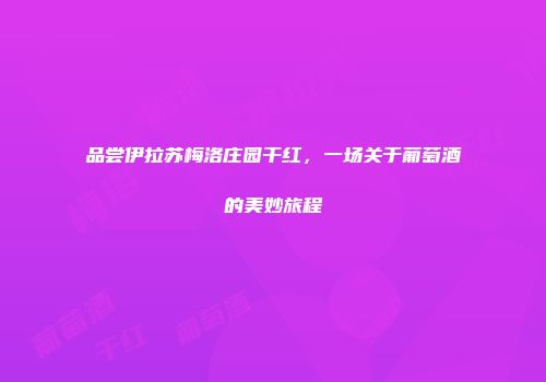 品尝伊拉苏梅洛庄园干红，一场关于葡萄酒的美妙旅程