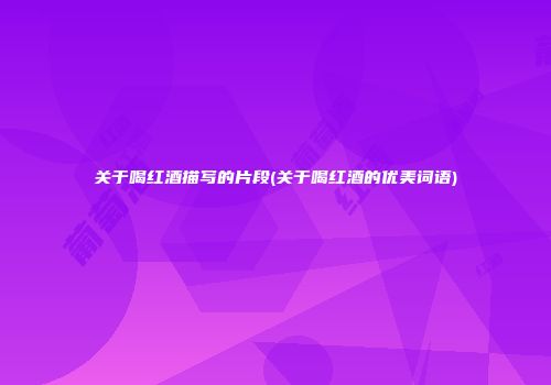 关于喝红酒描写的片段(关于喝红酒的优美词语)