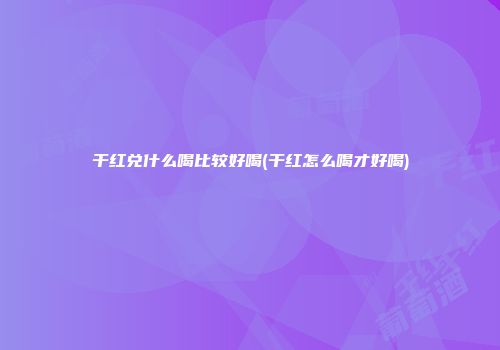 干红兑什么喝比较好喝(干红怎么喝才好喝)