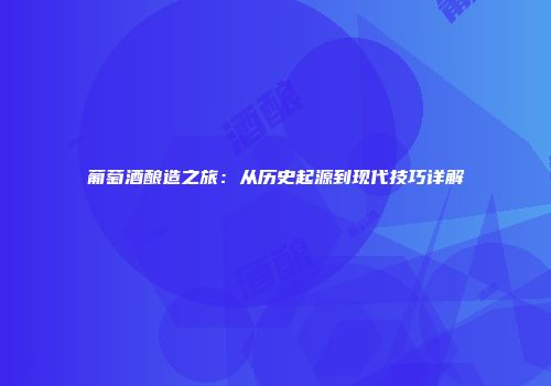 葡萄酒酿造之旅：从历史起源到现代技巧详解