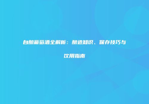 自酿葡萄酒全解析：酿造知识、保存技巧与饮用指南
