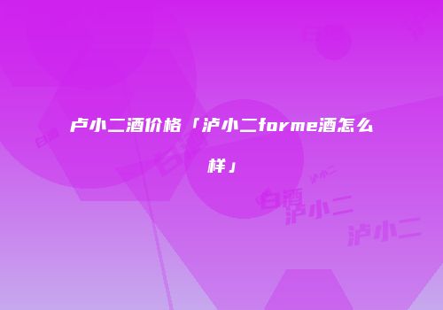 卢小二酒价格「泸小二forme酒怎么样」