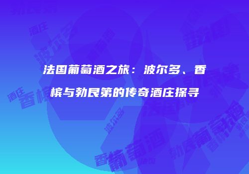 法国葡萄酒之旅：波尔多、香槟与勃艮第的传奇酒庄探寻