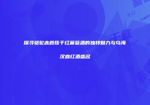 探寻骆驼赤霞珠干红葡萄酒的独特魅力与乌海汉森红酒盛名