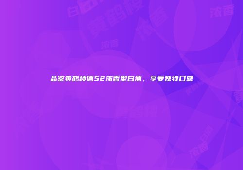 品鉴黄鹤楼酒52浓香型白酒，享受独特口感