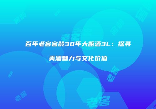百年老窖窖龄30年大瓶酒3L：探寻美酒魅力与文化价值