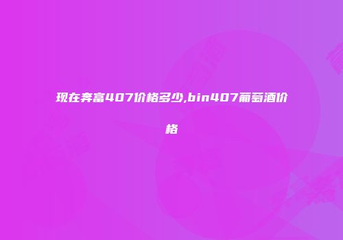 现在奔富407价格多少,bin407葡萄酒价格