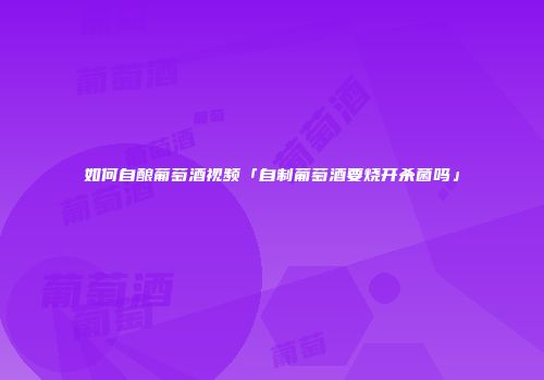 如何自酿葡萄酒视频「自制葡萄酒要烧开杀菌吗」