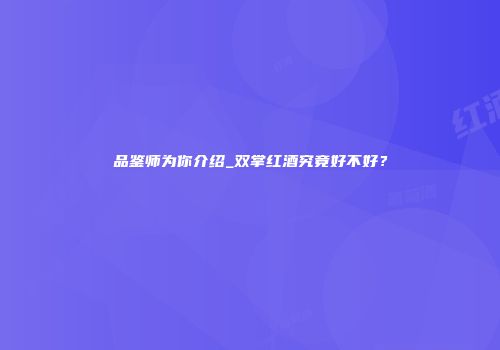 品鉴师为你介绍_双掌红酒究竟好不好？