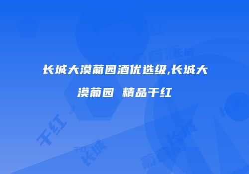 长城大漠葡园酒优选级,长城大漠葡园 精品干红