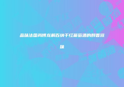 品味法国尚博龙解百纳干红葡萄酒的醇香滋味