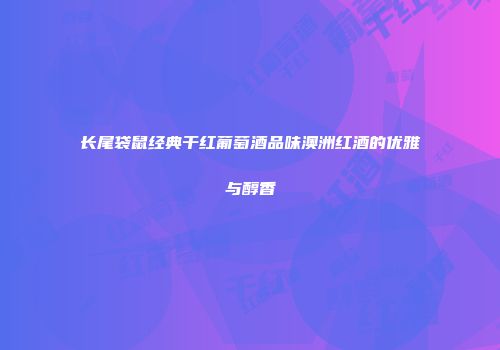 长尾袋鼠经典干红葡萄酒品味澳洲红酒的优雅与醇香