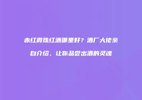 赤红霞珠红酒哪里好？酒厂大佬亲自介绍，让你品尝出酒的灵魂