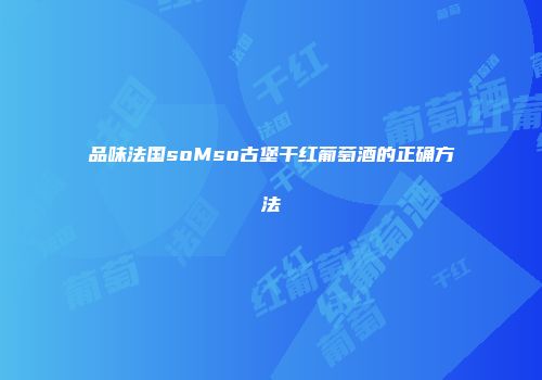 品味法国soMso古堡干红葡萄酒的正确方法