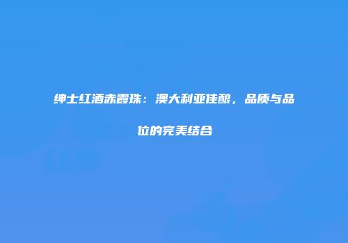 绅士红酒赤霞珠：澳大利亚佳酿，品质与品位的完美结合