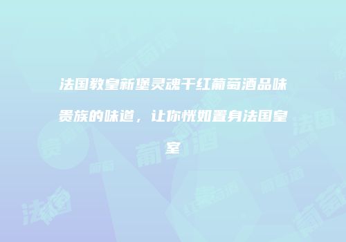 法国教皇新堡灵魂干红葡萄酒品味贵族的味道，让你恍如置身法国皇室
