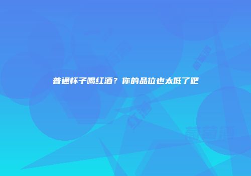 普通杯子喝红酒？你的品位也太低了吧