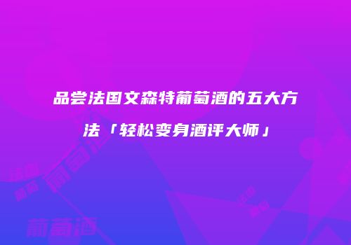 品尝法国文森特葡萄酒的五大方法「轻松变身酒评大师」