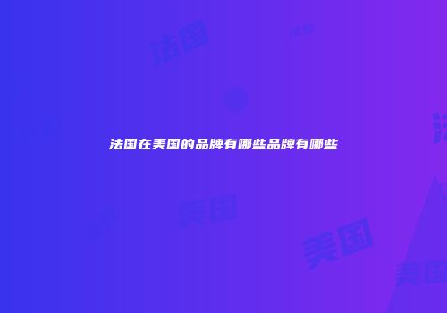 法国在美国的品牌有哪些品牌有哪些