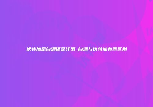 伏特加是白酒还是洋酒_白酒与伏特加有何区别
