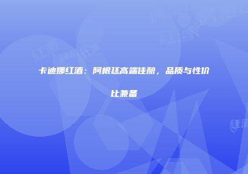 卡迪娜红酒：阿根廷高端佳酿，品质与性价比兼备