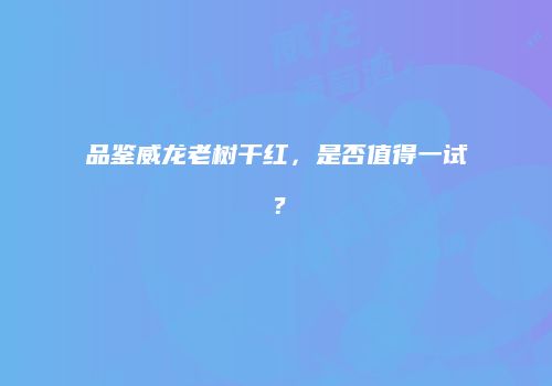 品鉴威龙老树干红，是否值得一试？