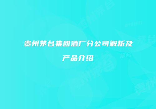 贵州茅台集团酒厂分公司解析及产品介绍