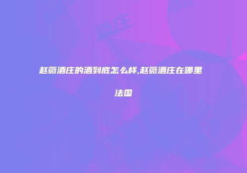 赵薇酒庄的酒到底怎么样,赵薇酒庄在哪里 法国